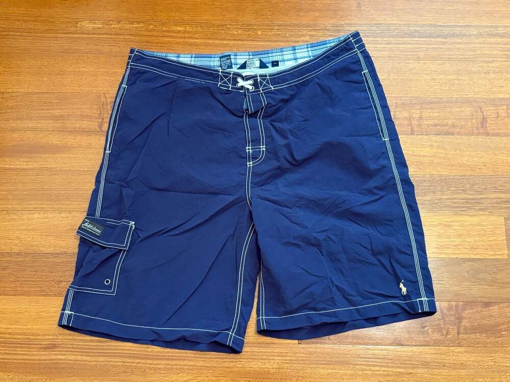 Polo Ralph Lauren Navy Cargo Swim Trunks with Contrast Stitching Size 38